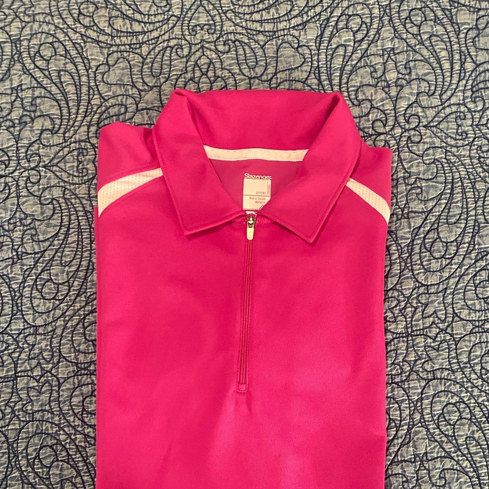 Pink Quarter-Zip Golf Polo Shirt size L